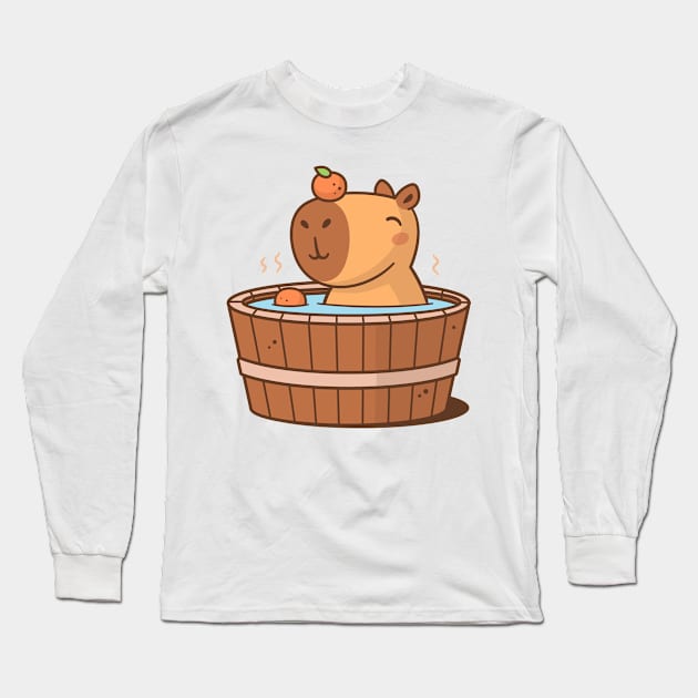 Capybara Hot Tub Long Sleeve T-Shirt by zoljo